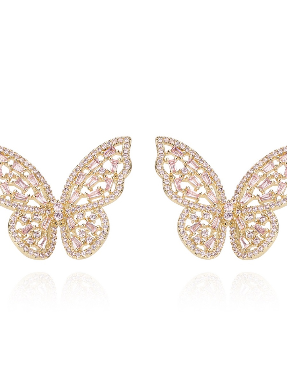 Melanie Vintage Havana Pink and Gold Butterfly Stud Earrings